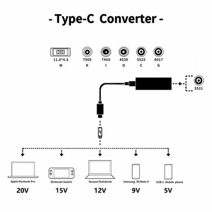 Laptop Power Adapter 65W USB-C / Type-C Converter to 6 in 1 Power Adapter (White) - Universal Power Adapter by PMC Jewellery | Online Shopping South Africa | PMC Jewellery | Buy Now Pay Later Mobicred