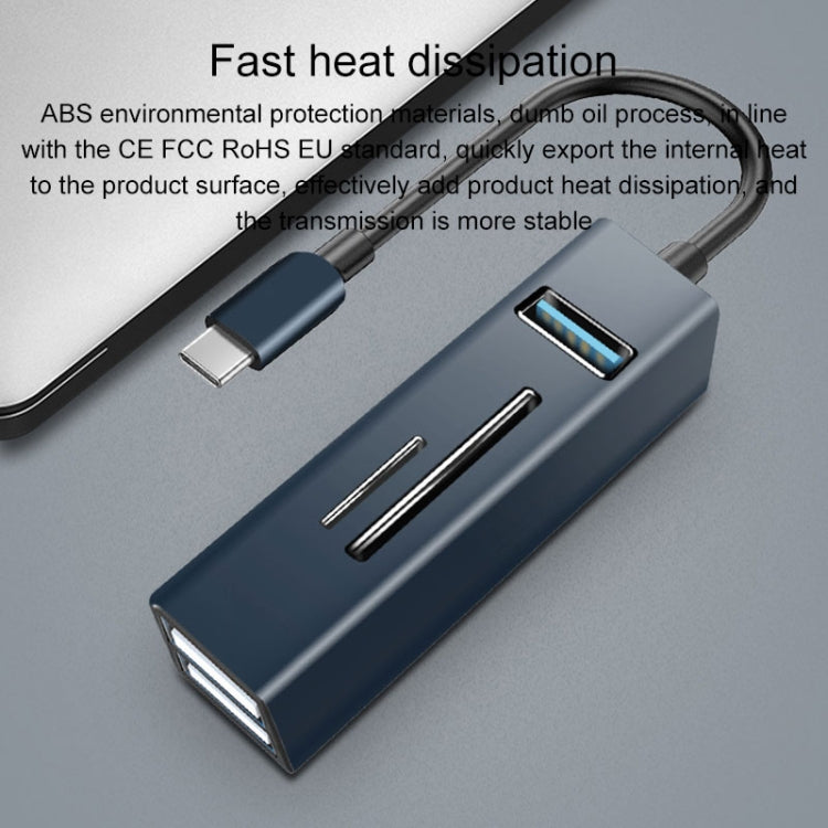15102 5 in 1 USB-C / Type-C to USB3.0 + SD / TF Card Reader HUB Adapter (Blue) - USB HUB by PMC TechLife | Online Shopping South Africa | PMC TechLife | Buy Now Pay Later Mobicred