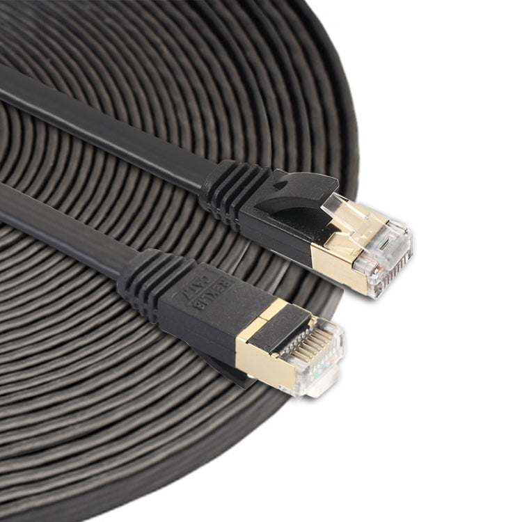 15m CAT7 10 Gigabit Ethernet Ultra Flat Patch Cable for Modem Router LAN Network - Built with Shielded RJ45 Connectors (Black) - Lan Cable and Tools by PMC Jewellery | Online Shopping South Africa | PMC Jewellery | Buy Now Pay Later Mobicred