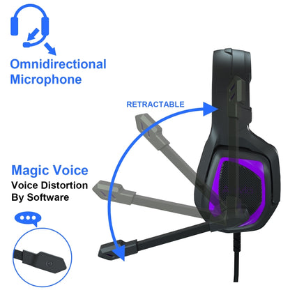 SADES MH602 3.5mm Plug Wire-controlled E-sports Gaming Headset with Retractable Microphone, Cable Length: 2.2m(Black purple) - Multimedia Headset by SADES | Online Shopping South Africa | PMC Jewellery | Buy Now Pay Later Mobicred