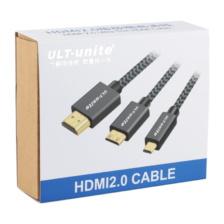 ULT-unite Gold-plated Head HDMI Male to Micro HDMI Male Nylon Braided Cable, Cable Length: 1.2m (Black) - Cable by ult-unite | Online Shopping South Africa | PMC Jewellery | Buy Now Pay Later Mobicred