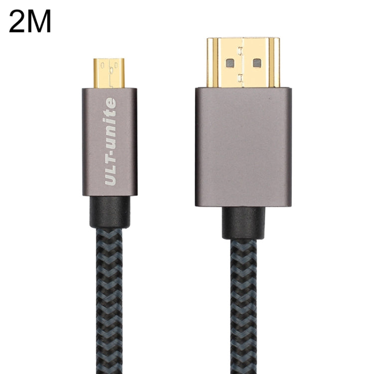 ULT-unite Gold-plated Head HDMI Male to Micro HDMI Male Nylon Braided Cable, Cable Length: 2m(Black) - Cable by ult-unite | Online Shopping South Africa | PMC Jewellery | Buy Now Pay Later Mobicred