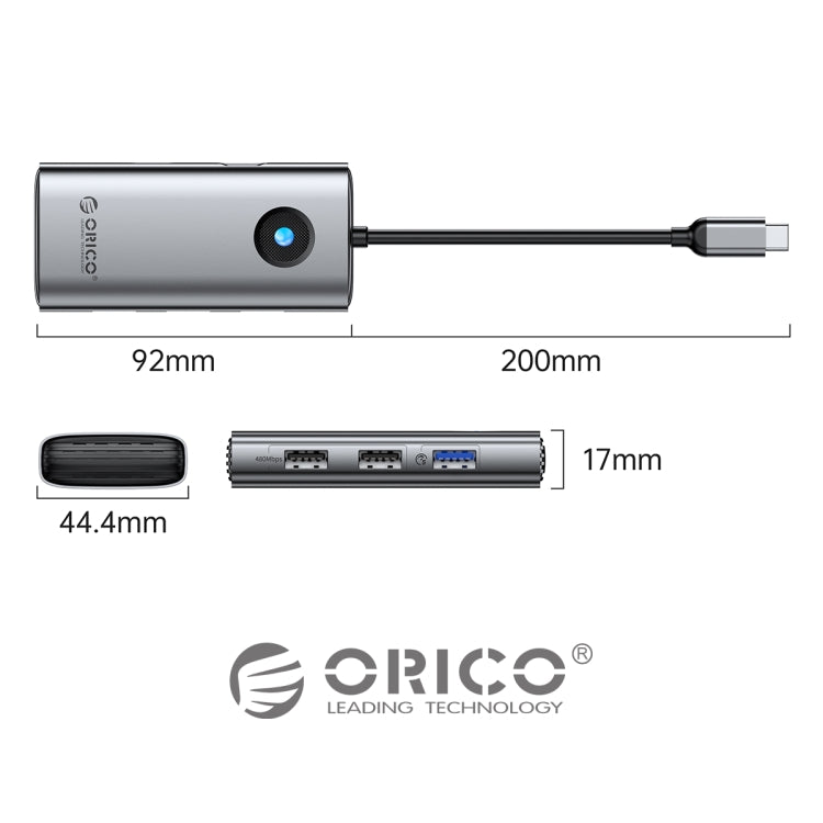 ORICO PW11-5P Type-C / USB-C 5-in-1 5Gbps Multifunction Docking Station(Dark Gray) - USB HUB by ORICO | Online Shopping South Africa | PMC Jewellery | Buy Now Pay Later Mobicred