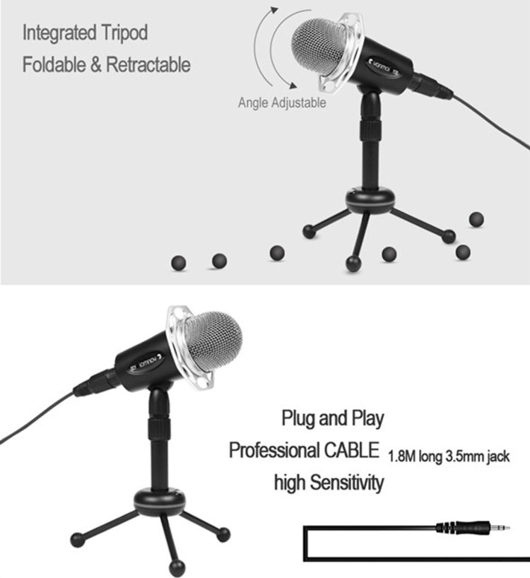 Yanmai Y20 Professional Game Condenser Microphone  with Tripod Holder, Cable Length: 1.8m, Compatible with PC and Mac for  Live Broadcast Show, KTV, etc.(Black) - Microphone by Yanmai | Online Shopping South Africa | PMC TechLife | Buy Now Pay Later Mobicred