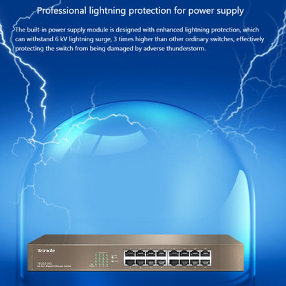 Tenda TEG1016D Desktop v6.0 16-Port Gigabit Ethernet Switch 6KV Lightning Protect - Switch by Tenda | Online Shopping South Africa | PMC Jewellery | Buy Now Pay Later Mobicred