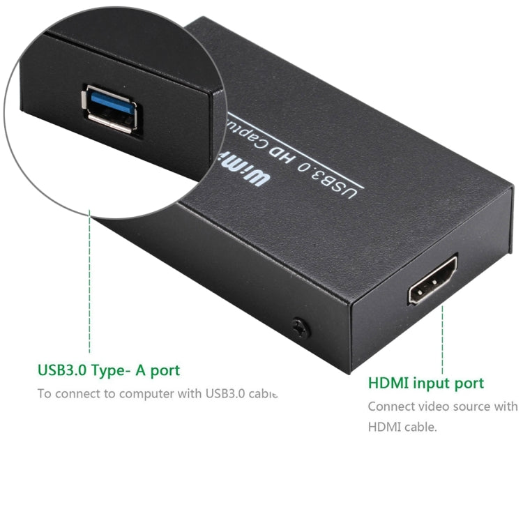 WIMI EC288 USB 3.0 HDMI 1080P Video Capture Device Stream Box, No Need Install Driver (Black) - Video Capture Solutions by PMC Jewellery | Online Shopping South Africa | PMC Jewellery | Buy Now Pay Later Mobicred