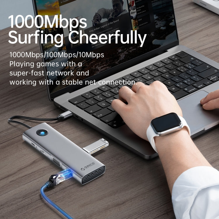 ORICO PW11-10P Type-C / USB-C 10-in-1 5Gbps Multifunction Docking Station (Dark Gray) - USB HUB by ORICO | Online Shopping South Africa | PMC TechLife | Buy Now Pay Later Mobicred