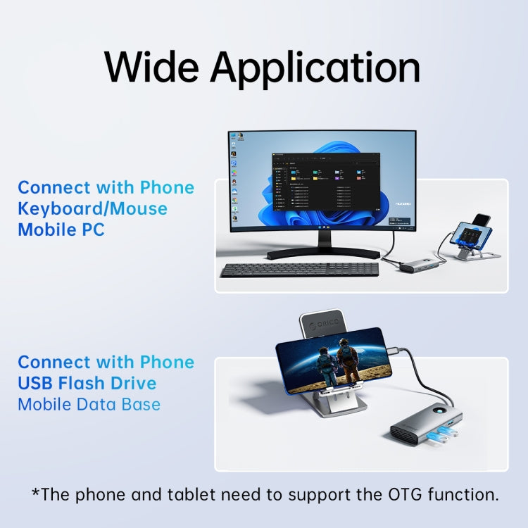 ORICO ORICO-PW11-6PCR R45 Type-C / USB-C 6-in-1 5Gbps Multifunction Docking Station (Silver) - USB HUB by ORICO | Online Shopping South Africa | PMC TechLife | Buy Now Pay Later Mobicred