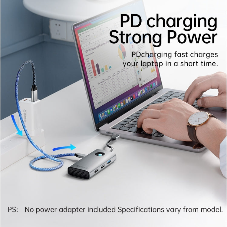ORICO ORICO-PW11-6PCR R45 Type-C / USB-C 6-in-1 5Gbps Multifunction Docking Station (Silver) - USB HUB by ORICO | Online Shopping South Africa | PMC Jewellery | Buy Now Pay Later Mobicred