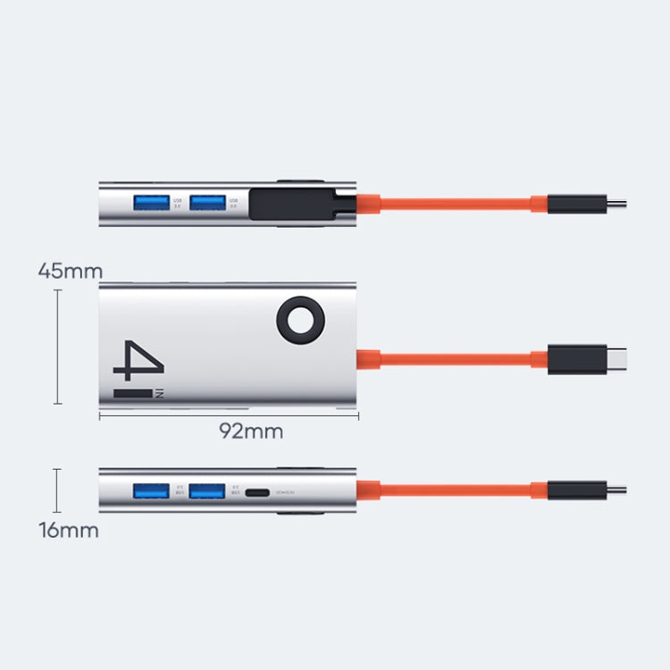 ROCK TR25 4 in 1 USB-C / Type-C to USB 3.0x4 Portable Multifunctional HUB Docking Station - USB HUB by ROCK | Online Shopping South Africa | PMC Jewellery | Buy Now Pay Later Mobicred