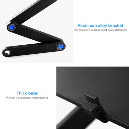 Portable 360 Degree Adjustable Foldable Aluminium Alloy Desk Stand with Double CPU Fans & Mouse Pad for Laptop / Notebook, Desk Size: 420mm x 260mm (Black) - Laptop Stand by PMC Jewellery | Online Shopping South Africa | PMC Jewellery | Buy Now Pay Later Mobicred