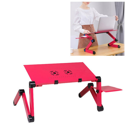 Portable 360 Degree Adjustable Foldable Aluminium Alloy Desk Stand with Double CPU Fans & Mouse Pad for Laptop / Notebook, Desk Size: 420mm x 260mm (Red) - Laptop Stand by PMC Jewellery | Online Shopping South Africa | PMC Jewellery | Buy Now Pay Later Mobicred