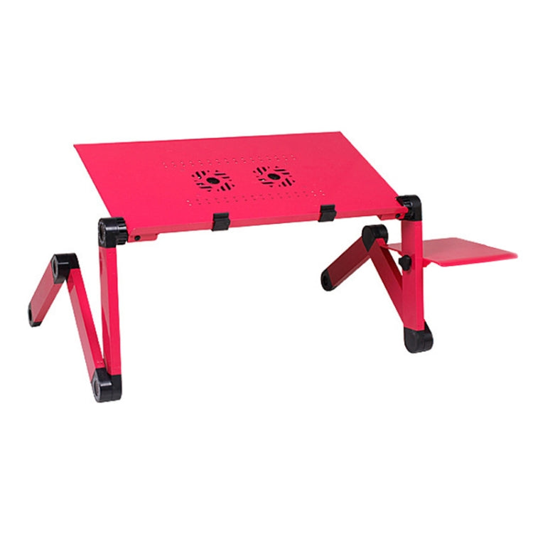 Portable 360 Degree Adjustable Foldable Aluminium Alloy Desk Stand with Double CPU Fans & Mouse Pad for Laptop / Notebook, Desk Size: 420mm x 260mm (Red) - Laptop Stand by PMC Jewellery | Online Shopping South Africa | PMC Jewellery | Buy Now Pay Later Mobicred