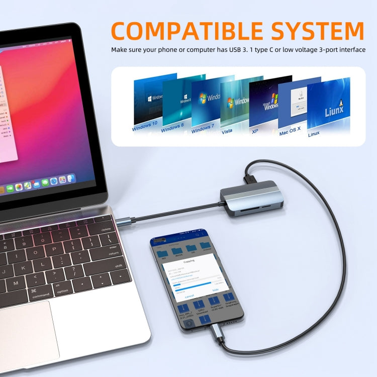 BYL-2112 5 in 1 USB-C / Type-C to USB Multifunctional Docking Station HUB Adapter - USB HUB by PMC Jewellery | Online Shopping South Africa | PMC Jewellery | Buy Now Pay Later Mobicred