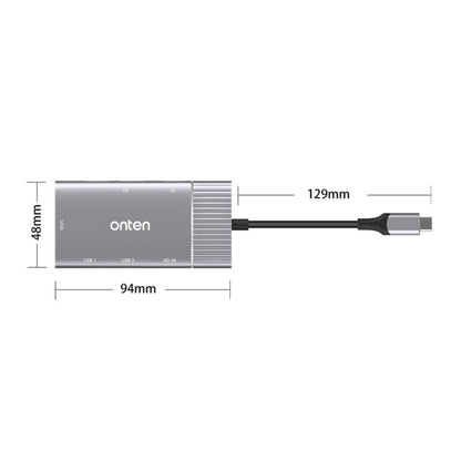 Onten 95113 8 In 1 USB 3.0 x2 + SD / TF + HDMI / VGA + 3.5mm Jack + Type-C / USB-C (PD 3.0) Multi-function HUB Converter Dock Station - USB HUB by Onten | Online Shopping South Africa | PMC Jewellery | Buy Now Pay Later Mobicred