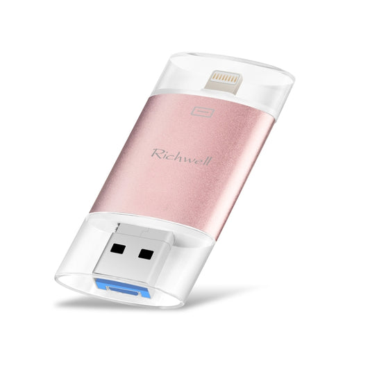 Richwell 3 in 1 32G Type-C + 8 Pin + USB 3.0 Metal Double Cover Push-pull Flash Disk with OTG Function(Rose Gold) - U Disk & Card Reader by Richwell | Online Shopping South Africa | PMC Jewellery | Buy Now Pay Later Mobicred