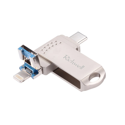 Richwell 32G Type-C + 8 Pin + USB 3.0 Metal Flash Disk with OTG Function(Silver) - U Disk & Card Reader by Richwell | Online Shopping South Africa | PMC Jewellery | Buy Now Pay Later Mobicred