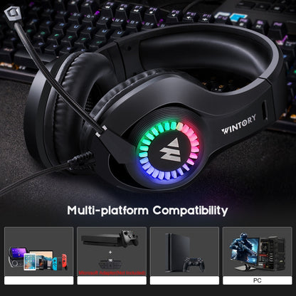 Wintory M3 USB + 3.5mm 4 Pin Adjustable RGB Light Gaming Headset with Mic (Black) - Multimedia Headset by Wintory | Online Shopping South Africa | PMC Jewellery | Buy Now Pay Later Mobicred