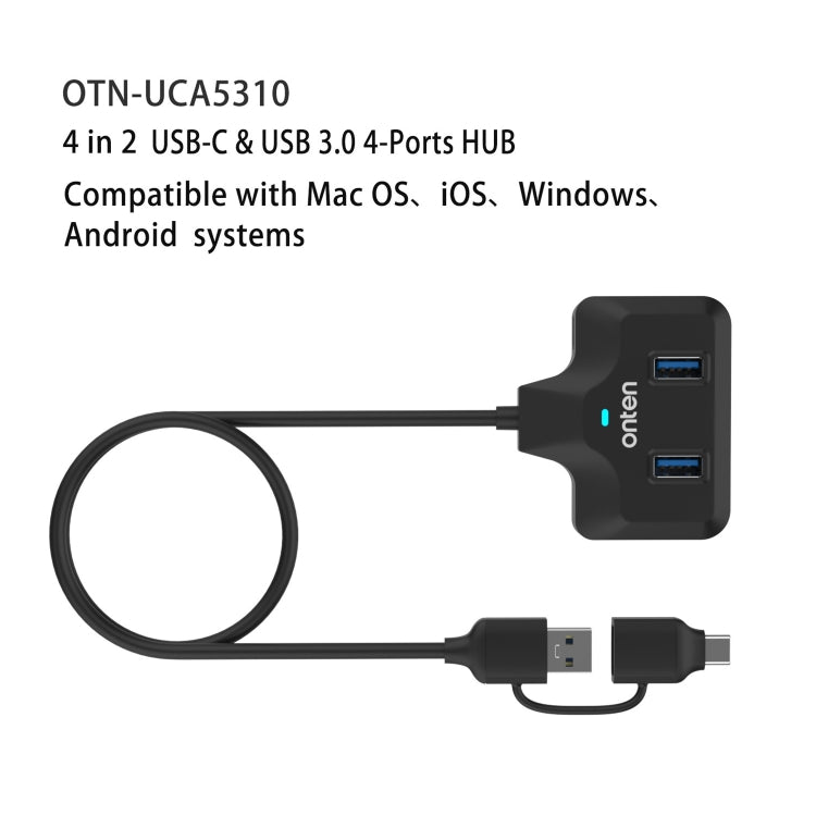 Onten OTN-UCA2310 4 in 2 USB-C / Type-C + USB3.0 4-Ports HUB Docking Station - USB 3.0 HUB by Onten | Online Shopping South Africa | PMC Jewellery | Buy Now Pay Later Mobicred