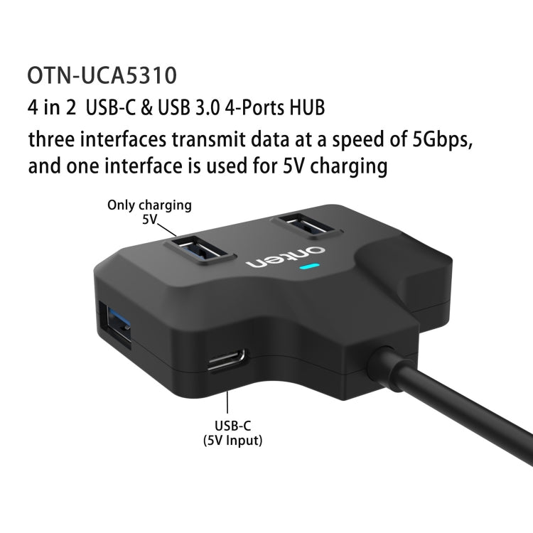 Onten OTN-UCA2310 4 in 2 USB-C / Type-C + USB3.0 4-Ports HUB Docking Station - USB 3.0 HUB by Onten | Online Shopping South Africa | PMC Jewellery | Buy Now Pay Later Mobicred