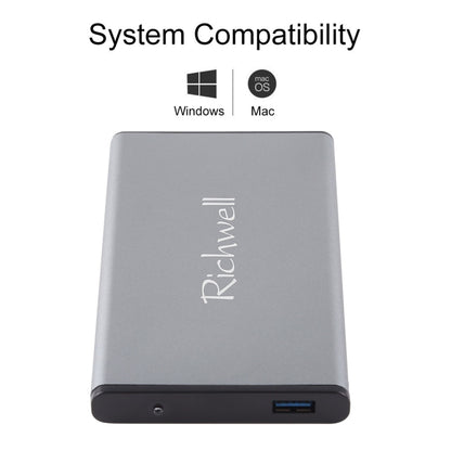 Richwell SATA R2-SATA-160GB 160GB 2.5 inch USB3.0 Super Speed Interface Mobile Hard Disk Drive(Grey) - External Hard Drives by Richwell | Online Shopping South Africa | PMC Jewellery | Buy Now Pay Later Mobicred