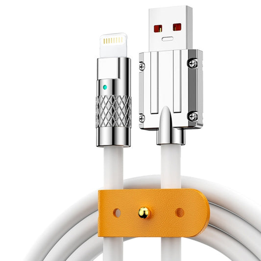 Mech Series 6A 120W USB to 8 Pin Metal Plug Silicone Fast Charging Data Cable, Length: 1.2m(White) - Normal Style Cable by PMC Jewellery | Online Shopping South Africa | PMC Jewellery | Buy Now Pay Later Mobicred