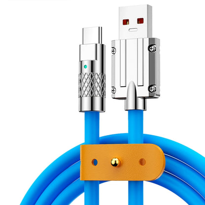 Mech Series 6A 120W USB to USB-C / Type-C Metal Plug Silicone Fast Charging Data Cable, Length: 1.8m(Blue) - USB-C & Type-C Cable by PMC Jewellery | Online Shopping South Africa | PMC Jewellery | Buy Now Pay Later Mobicred