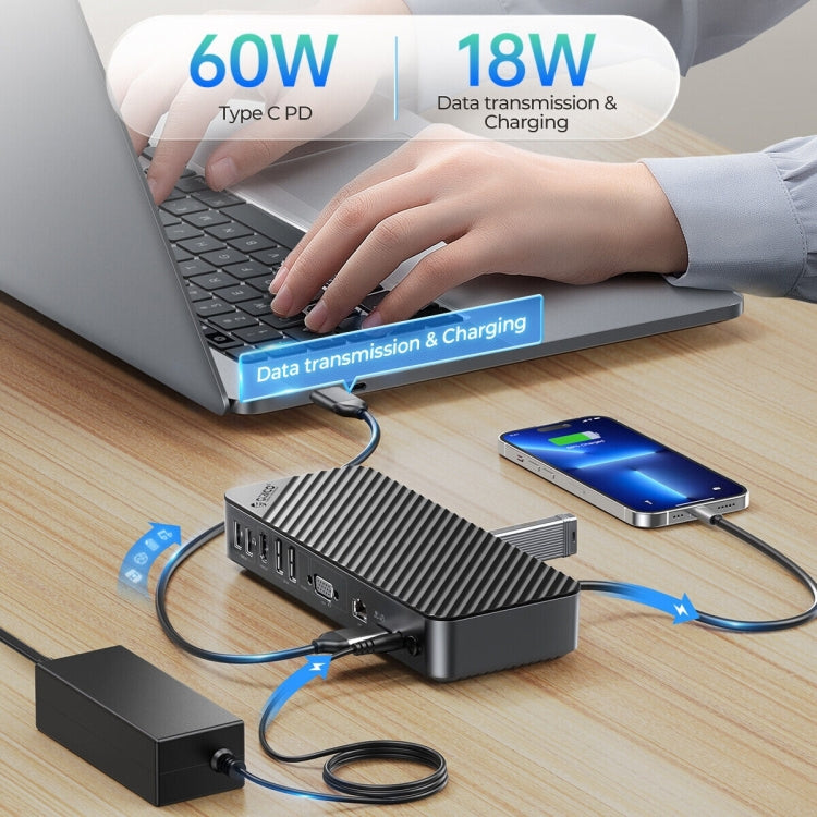 ORICO DKA20-BK-BP 10Gbps 20 in 1 Type-C 3.0 HUB Docking Station (US Plug) - USB HUB by ORICO | Online Shopping South Africa | PMC Jewellery | Buy Now Pay Later Mobicred