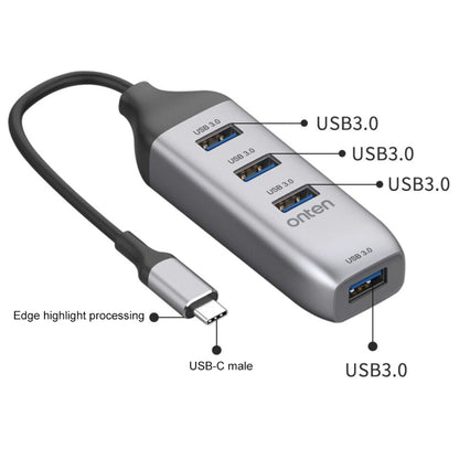 Onten 95118U 4 in 1 USB-C / Type-C to 4 USB 3.0 Ports Multifunctional HUB Converter Docking Station - USB HUB by Onten | Online Shopping South Africa | PMC Jewellery | Buy Now Pay Later Mobicred