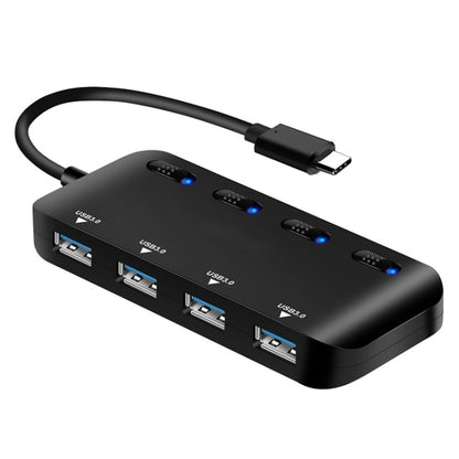 High Speed 4 x USB 3.0 to USB-C / Type-C HUB with Switch (Black) - USB HUB by PMC Jewellery | Online Shopping South Africa | PMC Jewellery | Buy Now Pay Later Mobicred