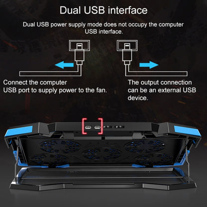 dual USB Ports Five-core Radiator Notebook Computer  Holder (Red) - Laptop Stand by PMC Jewellery | Online Shopping South Africa | PMC Jewellery | Buy Now Pay Later Mobicred