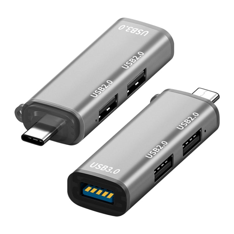 ADS-302C 3 In 1 Multi-function Type-C / USB-C HUB Docking Station (Silver Grey) - USB HUB by PMC TechLife | Online Shopping South Africa | PMC TechLife | Buy Now Pay Later Mobicred