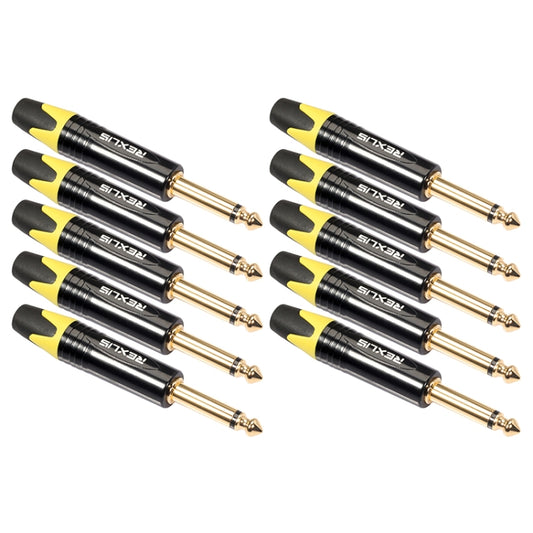 10 PCS TC202 6.35mm Gold-plated Mono Sound Welding Audio Adapter Plug(Yellow) - Microphone Audio Cable & Connector by PMC Jewellery | Online Shopping South Africa | PMC Jewellery | Buy Now Pay Later Mobicred