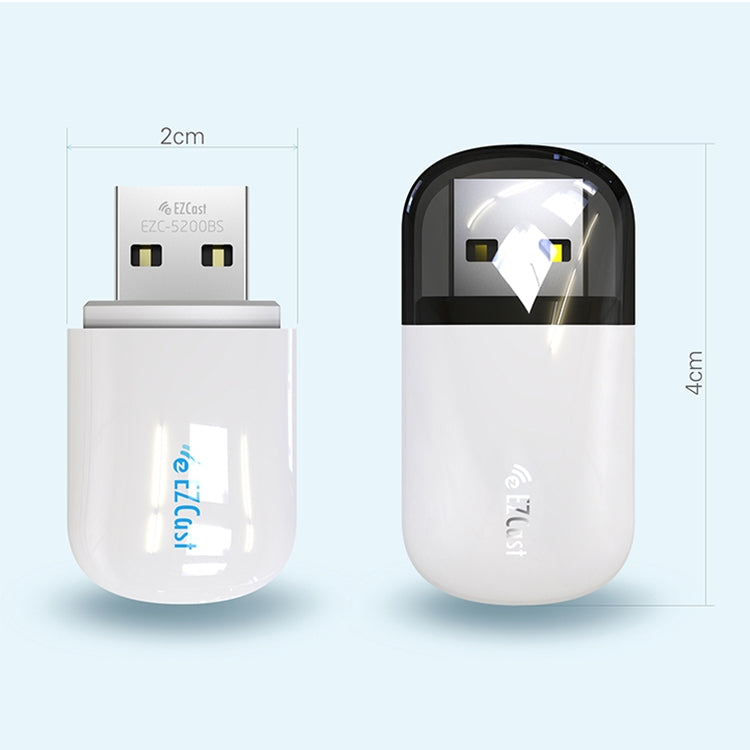 EZCast EZC-5200BS 600Mbps Dual Band WiFi + Bluetooth USB 2.0 Wireless Adapter (White) - USB Network Adapter by PMC Jewellery | Online Shopping South Africa | PMC Jewellery | Buy Now Pay Later Mobicred