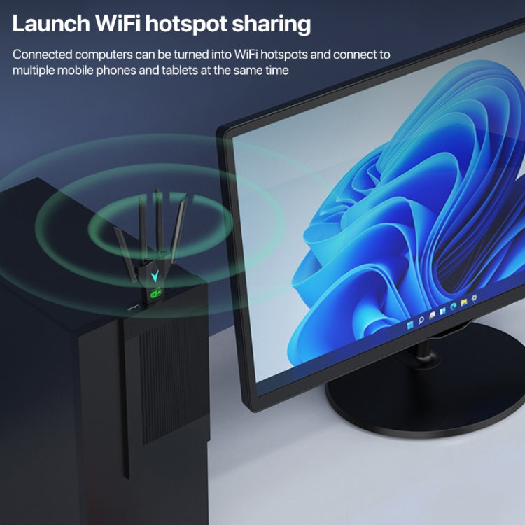 1300Mbps 5G Wireless Network Card Gigabit Dual Band Driver-free USB WiFi Receiver - USB Network Adapter by PMC TechLife | Online Shopping South Africa | PMC TechLife | Buy Now Pay Later Mobicred