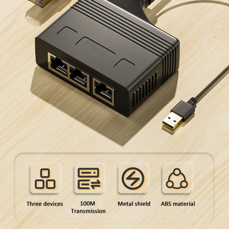 Female RJ45 3 in 1 100M Network Splitter Cable Ethernet Network Coupler - Network Hubs by PMC Jewellery | Online Shopping South Africa | PMC Jewellery | Buy Now Pay Later Mobicred