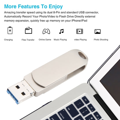 3 in 1 64G USB + 8 Pin + Type-C Metal Rotating Push-pull Flash Disk with OTG Function (Silver) - U Disk & Card Reader by PMC Jewellery | Online Shopping South Africa | PMC Jewellery | Buy Now Pay Later Mobicred