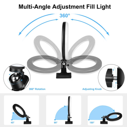 PULUZ 10.2 inch 26cm Ring Light + Monitor Clip USB 3 Modes Dimmable Dual Color Temperature LED Curved Diffuse Vlogging Selfie Beauty Photography Video Lights with Phone Clamp(Black) - Ring Light by PULUZ | Online Shopping South Africa | PMC Jewellery | Buy Now Pay Later Mobicred