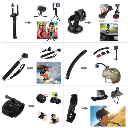 PULUZ 50 in 1 Accessories Total Ultimate Combo Kits with EVA Case (Chest Strap + Suction Cup Mount + 3-Way Pivot Arms + J-Hook Buckle + Wrist Strap + Helmet Strap + Extendable Monopod + Surface Mounts ... ce Pro, DJI Osmo Action 4 and Other Action Cameras -  by PULUZ | Online Shopping South Africa | PMC Jewellery | Buy Now Pay Later Mobicred