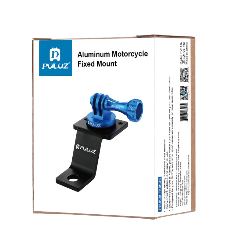 PULUZ Aluminum Alloy Motorcycle Fixed Holder Mount with Tripod Adapter & Screw for GoPro Hero12 Black / Hero11 /10 /9 /8 /7 /6 /5, Insta360 Ace / Ace Pro, DJI Osmo Action 4 and Other Action Cameras(Blue) - Holder by PULUZ | Online Shopping South Africa | PMC Jewellery | Buy Now Pay Later Mobicred