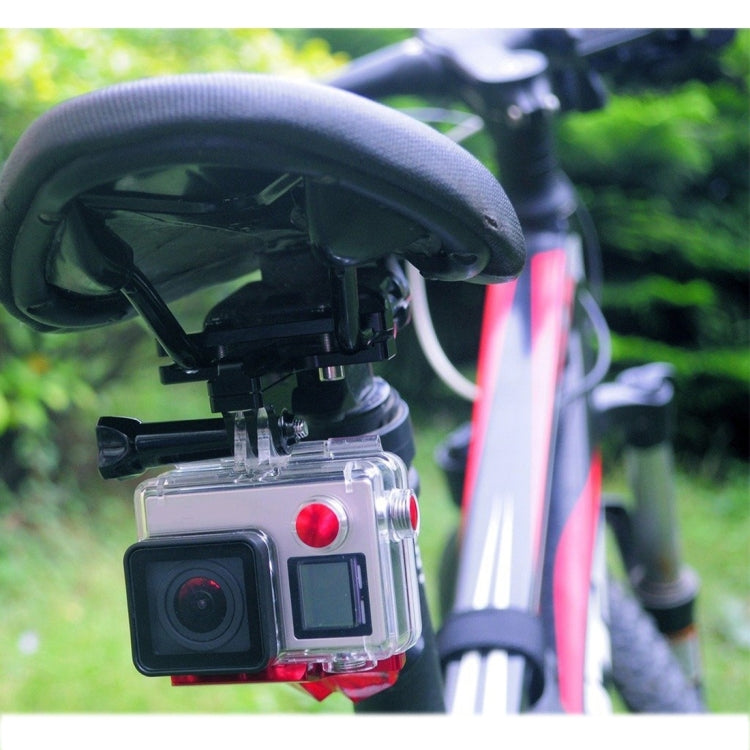 PULUZ Aluminium Alloy Bike Seat Cushion Mount for for GoPro Hero12 Black / Hero11 /10 /9 /8 /7 /6 /5, Insta360 Ace / Ace Pro, DJI Osmo Action 4 and Other Action Cameras(Red) - Bicycle Handlebar Mount by PULUZ | Online Shopping South Africa | PMC Jewellery | Buy Now Pay Later Mobicred