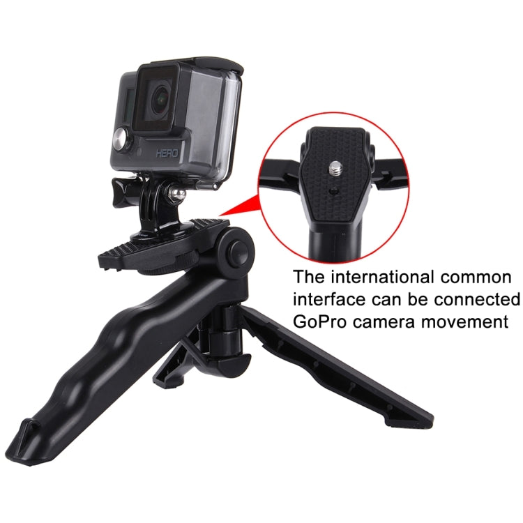 PULUZ Grip Folding Tripod Mount with Adapter & Screws for GoPro Hero11 Black / HERO10 Black / HERO9 Black / HERO8 Black / HERO7 /6 /5 /5 Session /4 Session /4 /3+ /3 /2 /1, Xiaoyi and Other Action Cameras, Load Max: 2kg(Black) - Portable Mini Tripod by PULUZ | Online Shopping South Africa | PMC Jewellery | Buy Now Pay Later Mobicred