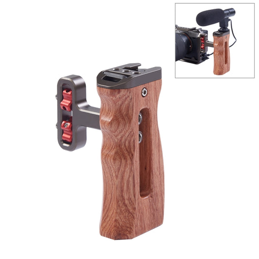 PULUZ Universal Side Wooden Handle Handgrip with Cold Shoe for DSLR Camera Cage(Bronze) - Camera Stabilizer by PULUZ | Online Shopping South Africa | PMC Jewellery | Buy Now Pay Later Mobicred