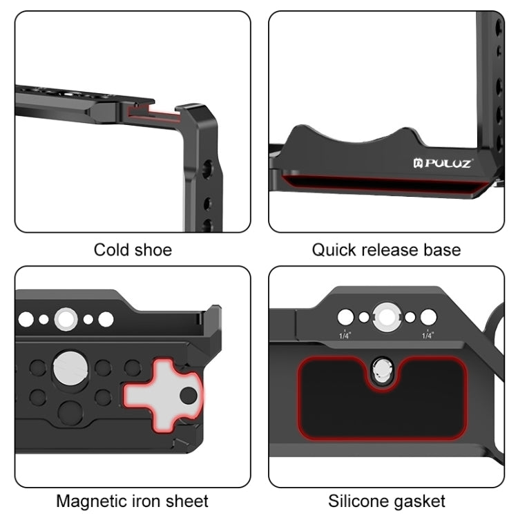 For Sony ZV-E1 PULUZ Aluminum Alloy Camera Cage Stabilizer (Black) - free shipping - PMC TechLife - Order now!