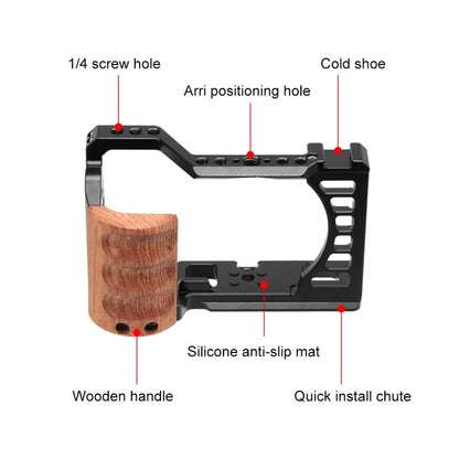 For Sony Alpha 7C / ILCE-7C / A7C PULUZ Wood Handle Metal Camera Cage Stabilizer Rig - Camera Cage by PULUZ | Online Shopping South Africa | PMC Jewellery | Buy Now Pay Later Mobicred