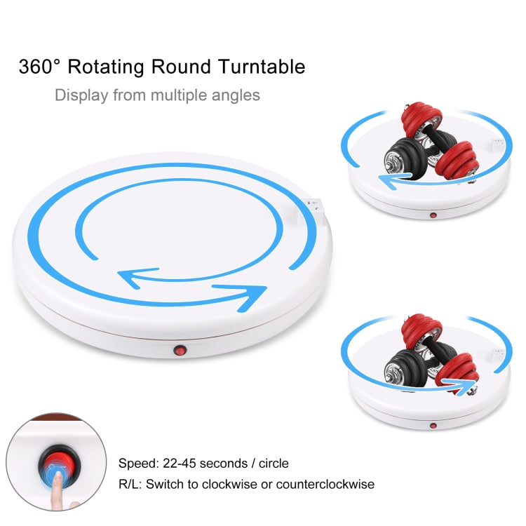 PULUZ 45cm Remote Control Adjusting Speed Rotating Turntable Display Stand with Power Socket, White, Load 100kg(EU Plug) - free shipping - PMC TechLife - Order now!
