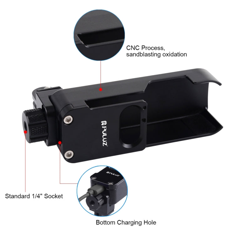 PULUZ Housing Shell CNC Aluminum Alloy Protective Cover for DJI OSMO Pocket(Black) - Mount & Holder by PULUZ | Online Shopping South Africa | PMC Jewellery | Buy Now Pay Later Mobicred