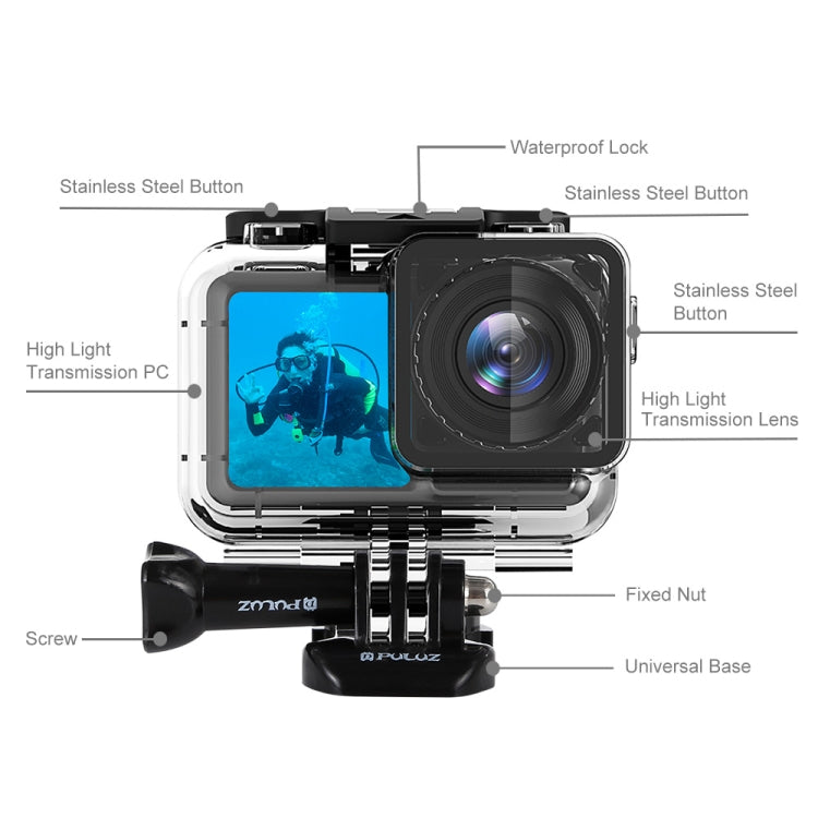 PULUZ 61m Underwater Waterproof Housing Diving Case for DJI Osmo Action, with Buckle Basic Mount & Screw - Waterproof Cases by PULUZ | Online Shopping South Africa | PMC Jewellery | Buy Now Pay Later Mobicred