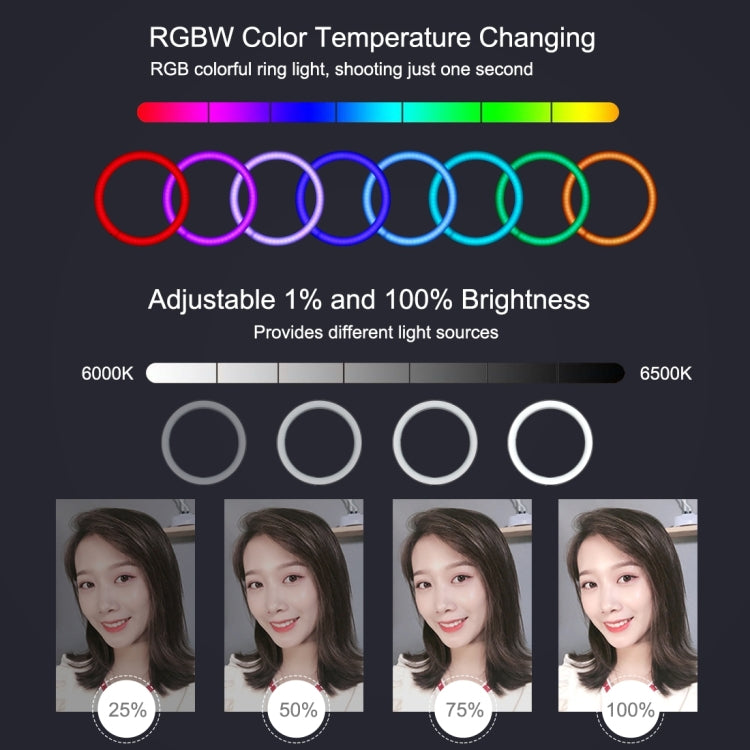 PULUZ 11.8 inch 30cm RGB Dimmable LED Ring Vlogging Selfie Photography Video Lights with Cold Shoe Tripod Ball Head & Phone Clamp (Pink)(AU Plug) - Ring Light by PULUZ | Online Shopping South Africa | PMC Jewellery | Buy Now Pay Later Mobicred