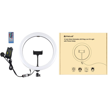 PULUZ 11.8 inch 30cm RGB Dimmable LED Ring Vlogging Selfie Photography Video Lights with Cold Shoe Tripod Ball Head & Phone Clamp (Black)(UK Plug) - Ring Light by PULUZ | Online Shopping South Africa | PMC Jewellery | Buy Now Pay Later Mobicred